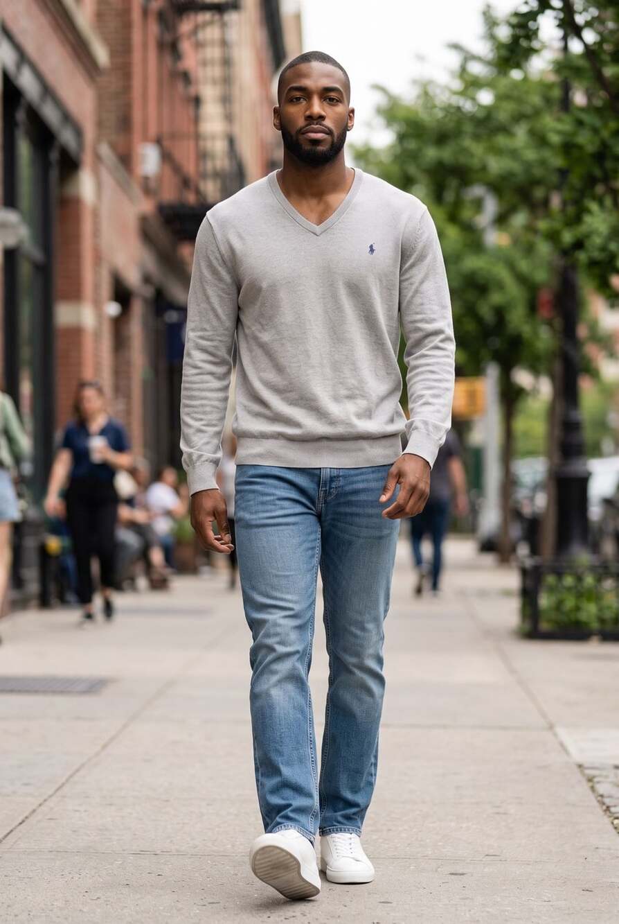 Polo Ralph Lauren V-Neck Sweater Size XL Gray Pima Cotton